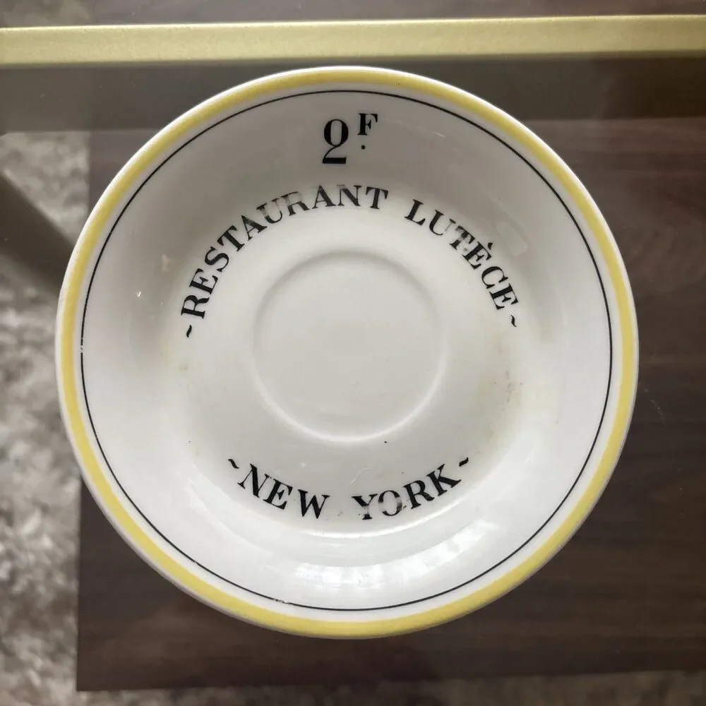 Lutece Restaurant New York City Tip Trinket Dish 2F Andre Soltner Yellow Rim 5